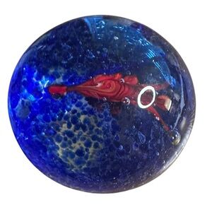 Blue and Orange Glass FishHand-Blown Art Glass Paperweight